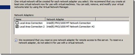 select the network adapter used for the virtual network.