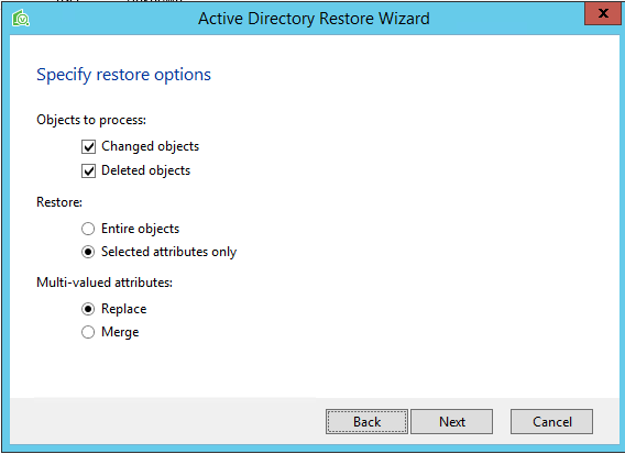 Veeam Explorer for Microsoft Active Directory Restore Wizard
