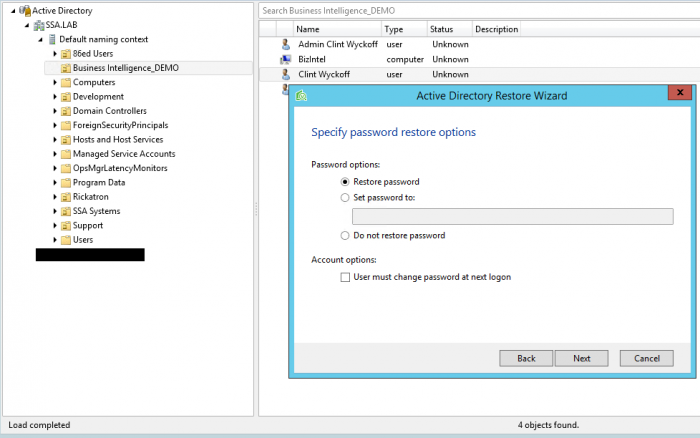 Veeam Explorer for Microsoft Active Directory Restore Wizard