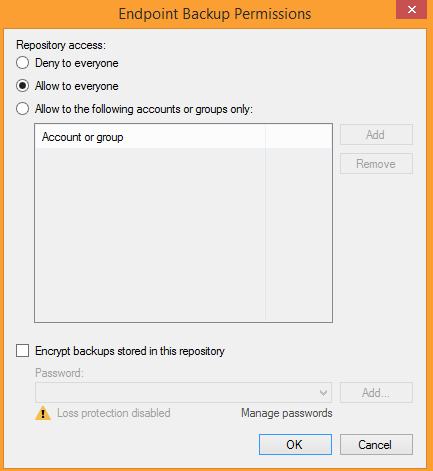 VBR: Endpoint Backup permissions