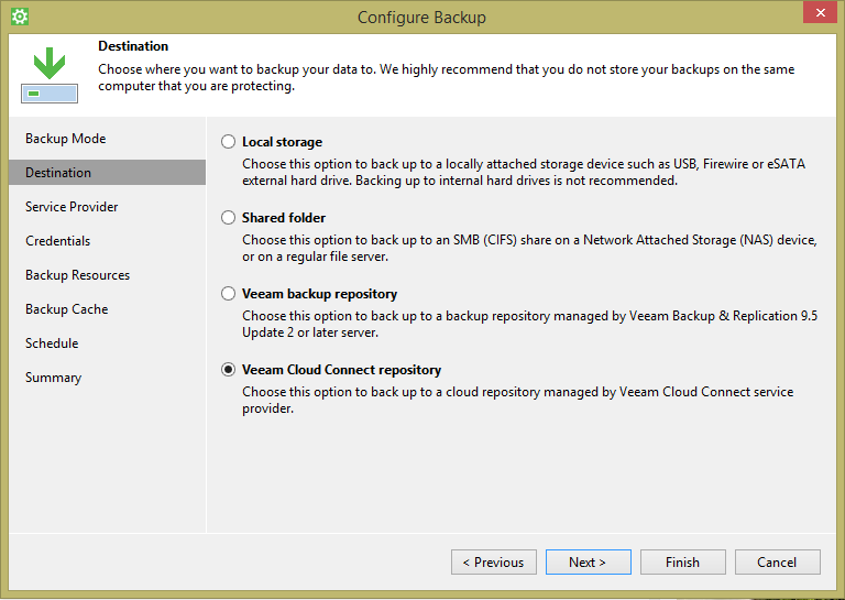 Backup to a cloud provider with Veeam Agent for Microsoft Windows