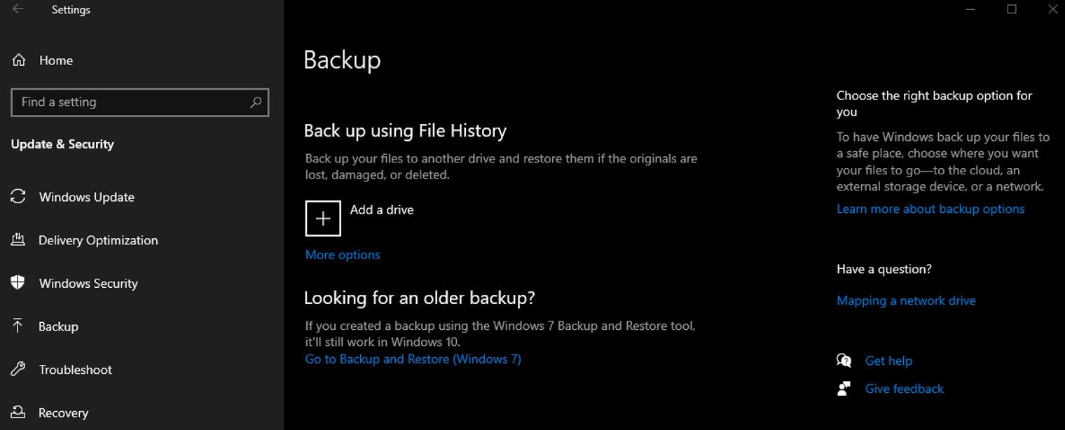 Backup using File History