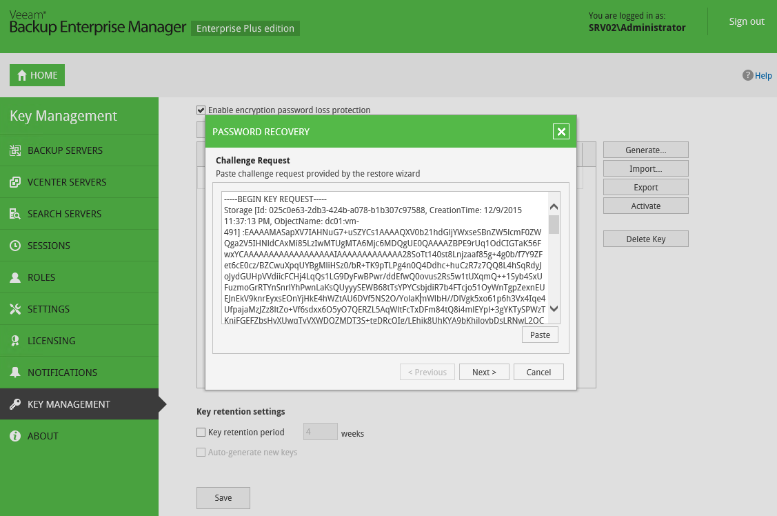 Auch beim Verlust Ihres Kennworts können Sie Daten ohne Sicherheitsrisiko aus verschlüsselten Backups wiederherstellen.