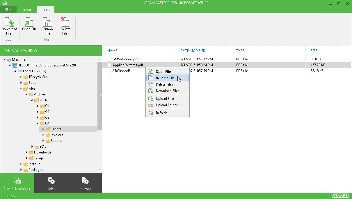 重命名远程 Azure 虚拟机上的文件和文件夹