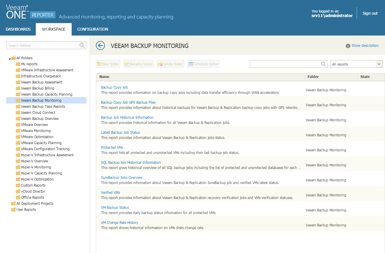Reports zur Performance der Backup-Infrastruktur und Effizienz der Datensicherung